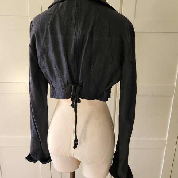 Hache Navy Blue Cropped Blazer Jacket size 44 (made in Italy) US 8 - Picture 11 of 12